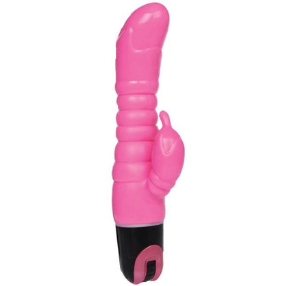 Vibrador realista BAILE 22.5 CM com estimulador de clítoris, cor rosa e textura suave.