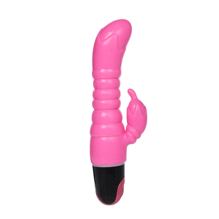 Vibrador realista BAILE 22.5 CM com estimulador de clítoris, cor rosa e textura suave.