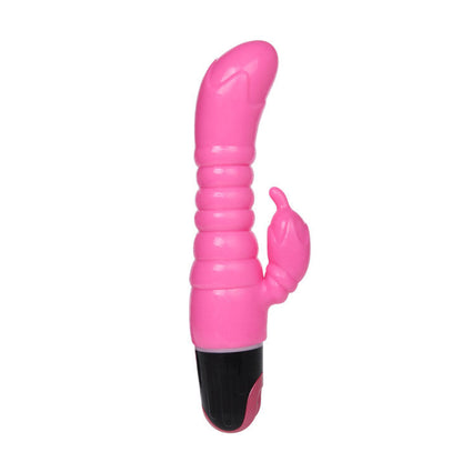 Vibrador realista BAILE 22.5 CM com estimulador de clítoris, cor rosa e textura suave.
