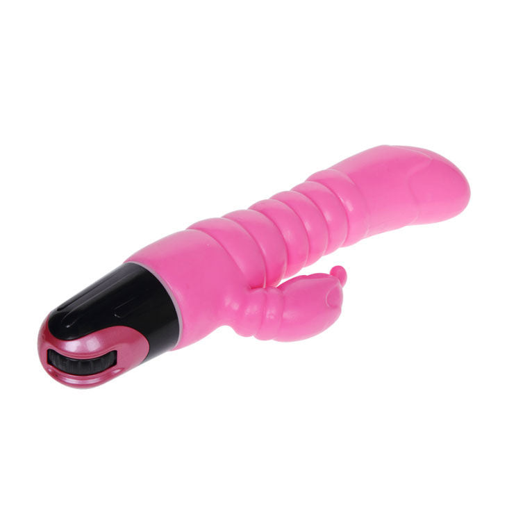 Vibrador realista BAILE 22.5 CM com estimulador de clítoris, cor rosa e textura suave.