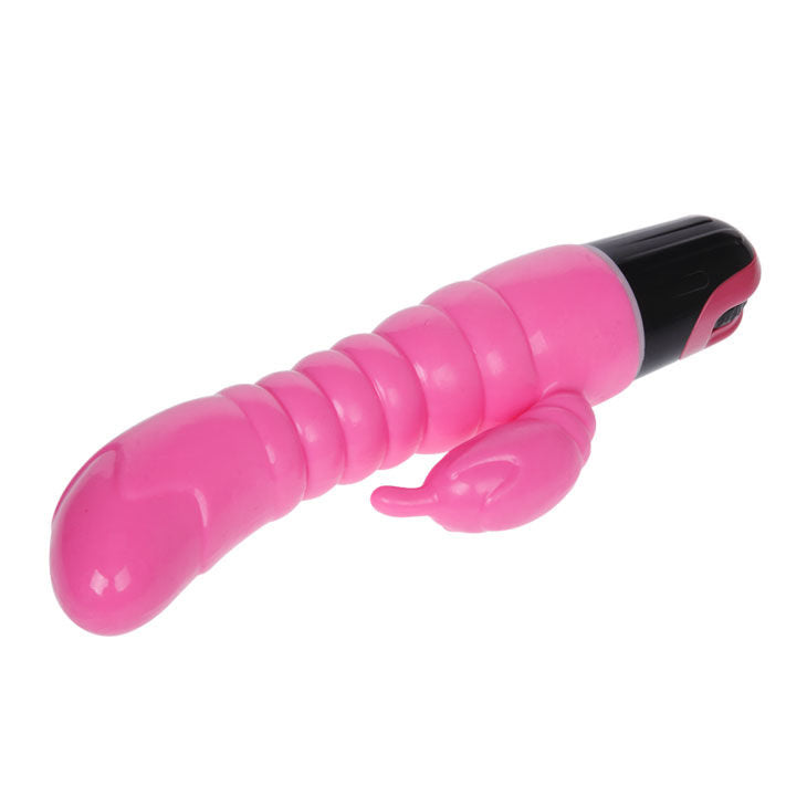 Vibrador realista BAILE 22.5 CM com estimulador de clítoris, cor rosa e textura suave.
