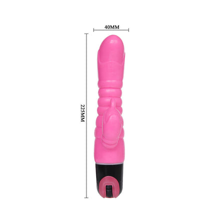 Vibrador realista BAILE 22.5 CM com estimulador de clítoris, cor rosa e textura suave.