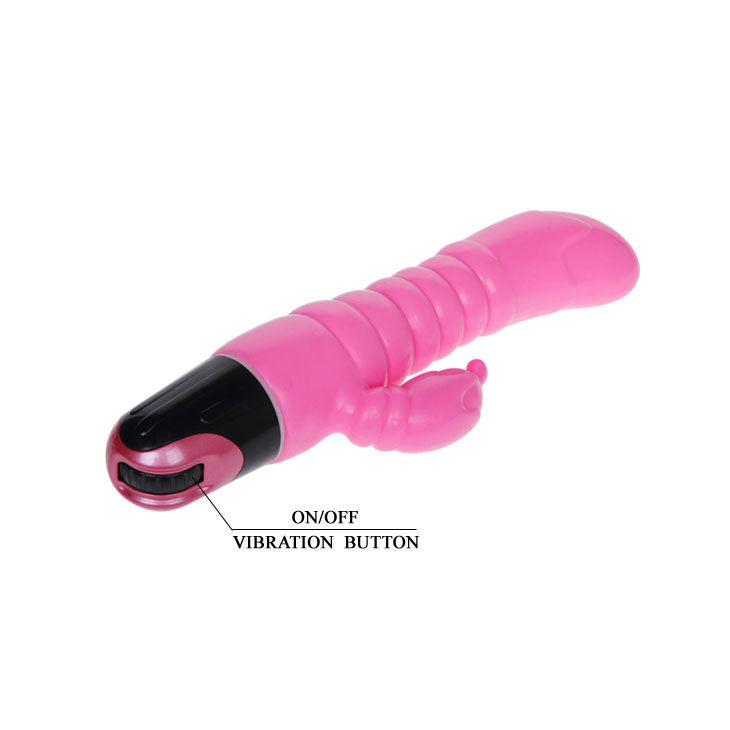 Vibrador realista BAILE 22.5 CM com estimulador de clítoris, cor rosa e textura suave.
