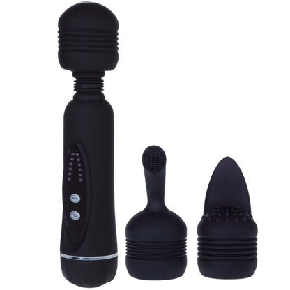 Close-up do PRETTY LOVE Vibrador Massageador Flirtation, destacando suas cabeças intercambiáveis e design ergonômico em silicone.