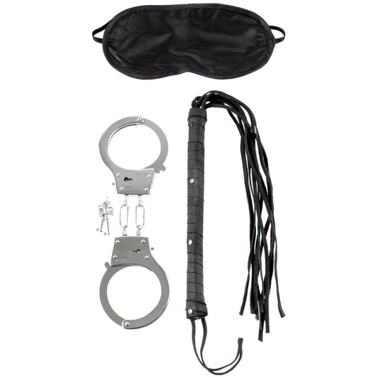Kit de Fantasia FETISH FANTASY SERIES para Casais BDSM com algemas, chicote e máscara