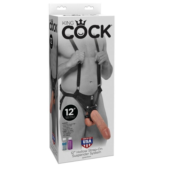 Dildo Strap-on - Sistema de Suspensión 30,5 cm Hollow Strap-on - Carne