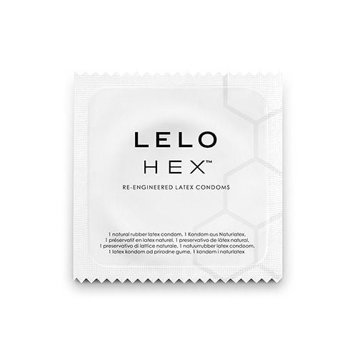 Caixa de LELO Preservativo HEX 12 Unidades, destacando o design inovador e a embalagem.