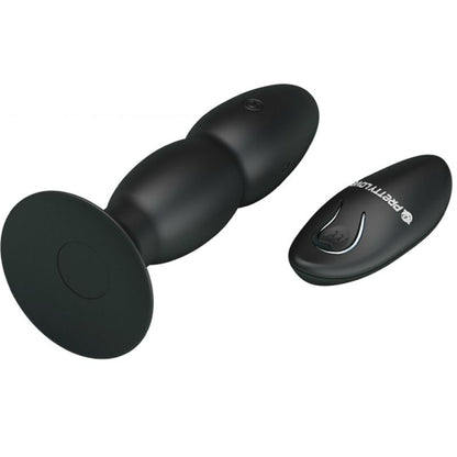PRETTY LOVE Vibrador Love Plug Anal com Rotação e Controle Remoto, mostrando seu design e funcionalidades.