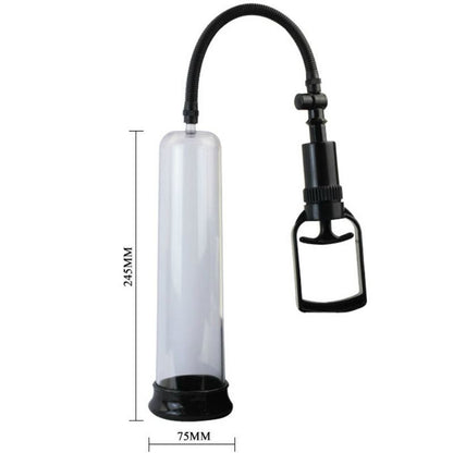 Detalhe da Bomba Peniana BAILE de Vácuo com Vibração, mostrando o tubo transparente e a base vibratória.