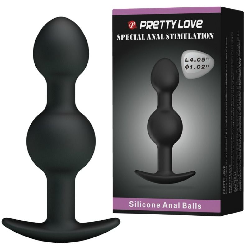 Bolas Anais de Silicone PRETTY LOVE com Peso 10.3 cm Pretas para estimulação anal