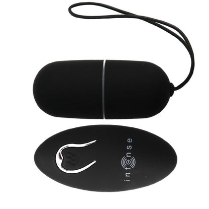 INTENSE Flippy I Vibrador Ovo com Controle Remoto em silicone preto, mostrando seu design compacto e elegante.