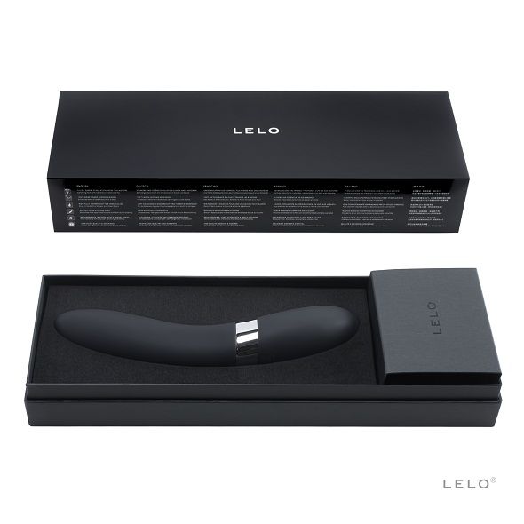 Close-up do vibrador LELO Elise 2 Preto, destacando o seu design elegante e material de silicone de grau médico.