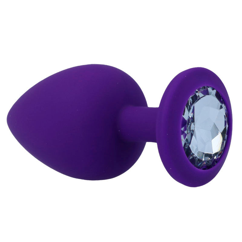 Plug Anal INTENSE Shelki L de silicone macio com base em diamante para estimulação anal.