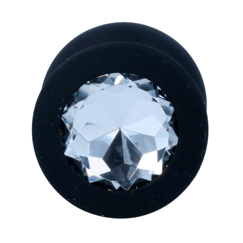 Plug anal Intense Shelki L Preto em silicone macio, com base em diamante para prazer anal seguro e confortável.