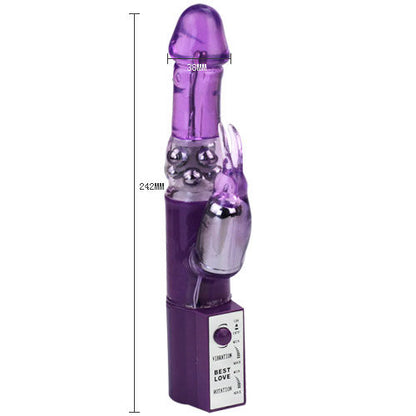 Detalhe do Vibrador BAILE Hot Lady II Coelho Pérola Rotador, mostrando seu design ergonômico e texturas.