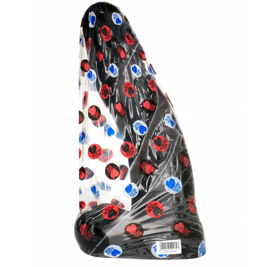 ALL BLACK Dildo Preto XL 45cm, mostrando seu tamanho impressionante e textura lisa em TPR.