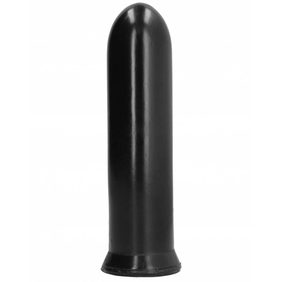 Close-up of the ALL BLACK Dildo Preto 19cm showing its smooth texture and sleek design.
