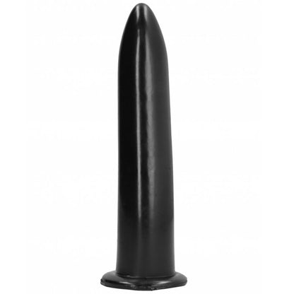 ALL BLACK Dilatador Anal e Vaginal de 19cm em material suave e cor preta para exploração prazerosa.
