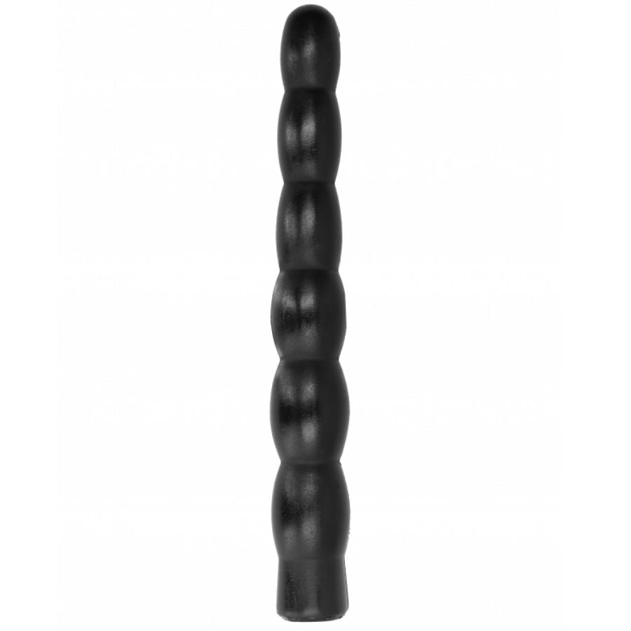 Close-up do ALL BLACK Dildo Anal Ondulado Flexível 32 CM, mostrando sua textura macia e formato ergonômico.