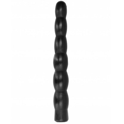 Close-up do ALL BLACK Dildo Anal Ondulado Flexível 32 CM, mostrando sua textura macia e formato ergonômico.