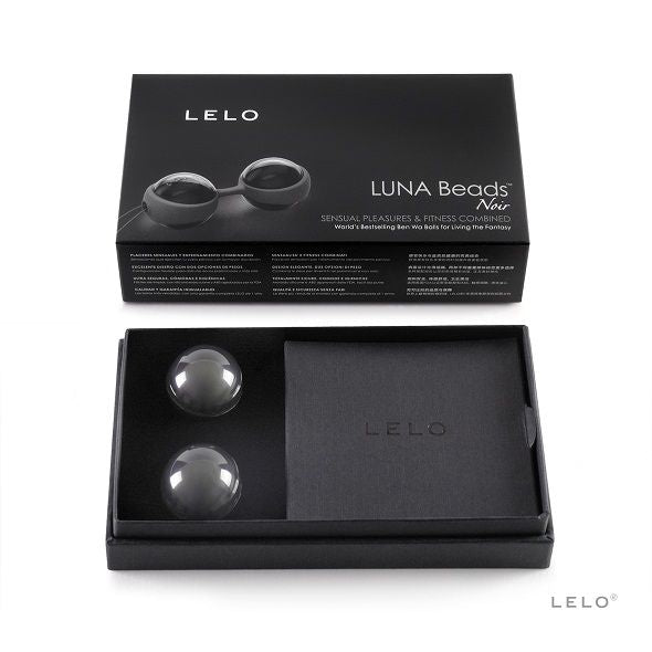 Close-up of the LELO LUNA Beads Noir Kegel Balls showing their elegant design and smooth texture.