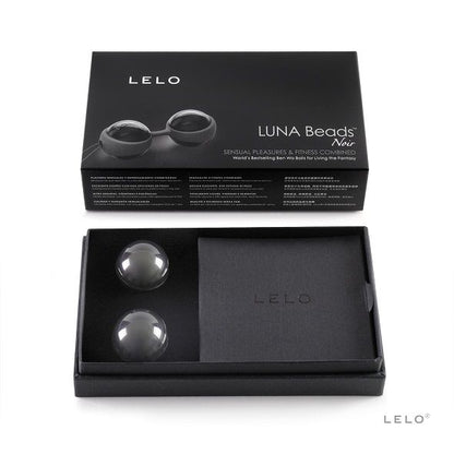 Close-up of the LELO LUNA Beads Noir Kegel Balls showing their elegant design and smooth texture.