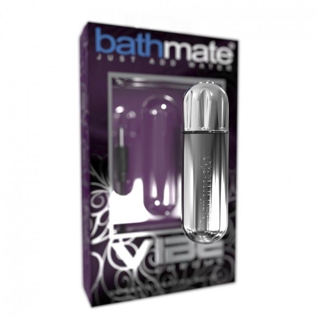 Bala Vibratória BATHMATE Vibe Prata com design elegante e compacto, destacando sua forma e cor.
