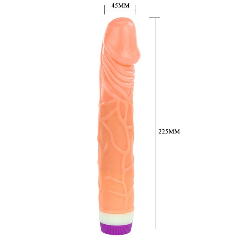Close-up do Vibrador Realista Vibrante Baile 22.5 CM, mostrando sua textura e detalhes.