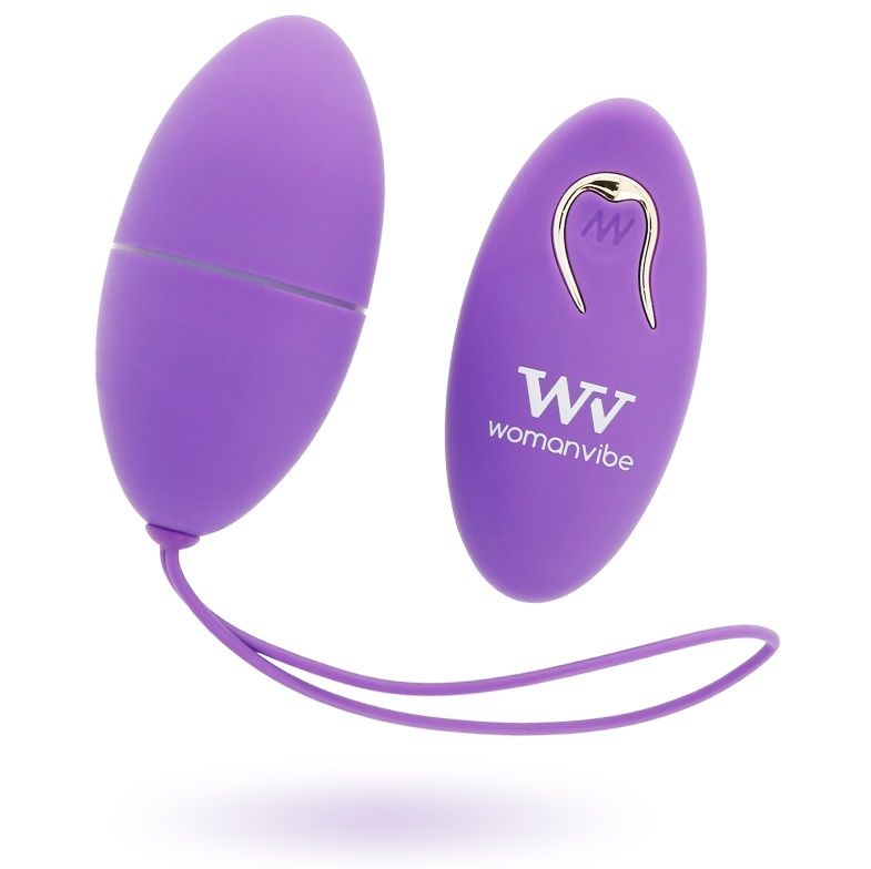 Ovo vibratório Womanvibe Alsan com controle remoto em silicone roxo.