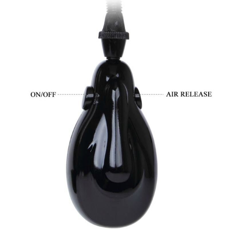 Close-up da Bomba de Ereção Alexander Automática da PRETTY LOVE, mostrando o tubo transparente e detalhes do mecanismo de sucção.