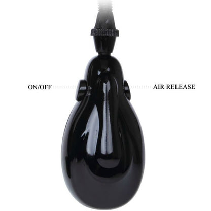 Close-up da Bomba de Ereção Alexander Automática da PRETTY LOVE, mostrando o tubo transparente e detalhes do mecanismo de sucção.