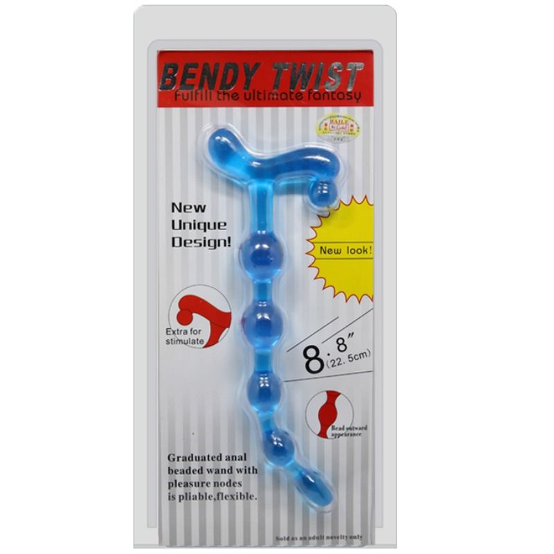 Bolas Anais Baile Bendy Twist Azuis, com design flexível e nodulado em TPR, prontas para uso.