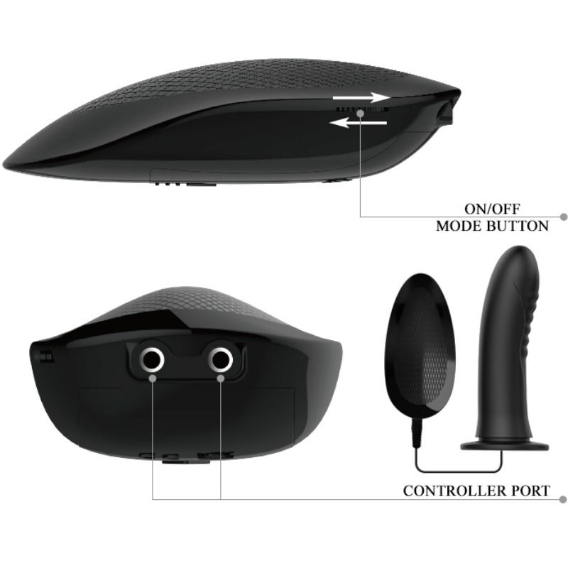 PRETTY LOVE Myron Strap-On com Vibração e Dildo Oco, mostrando detalhes e textura