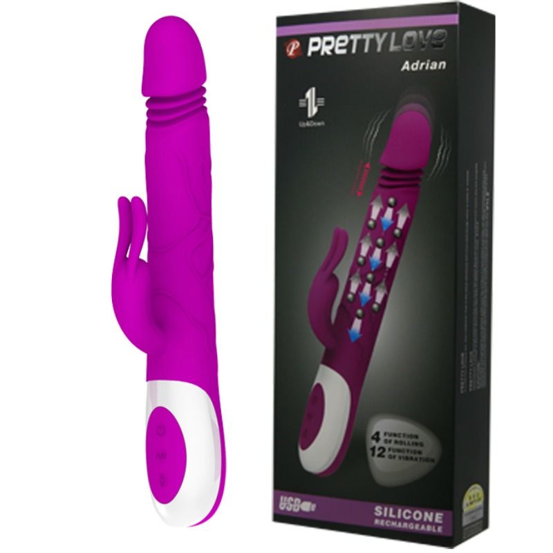 Detalhes do Vibrador Multifuncional Pretty Love Adrian com silicone e funções de vibração e movimento