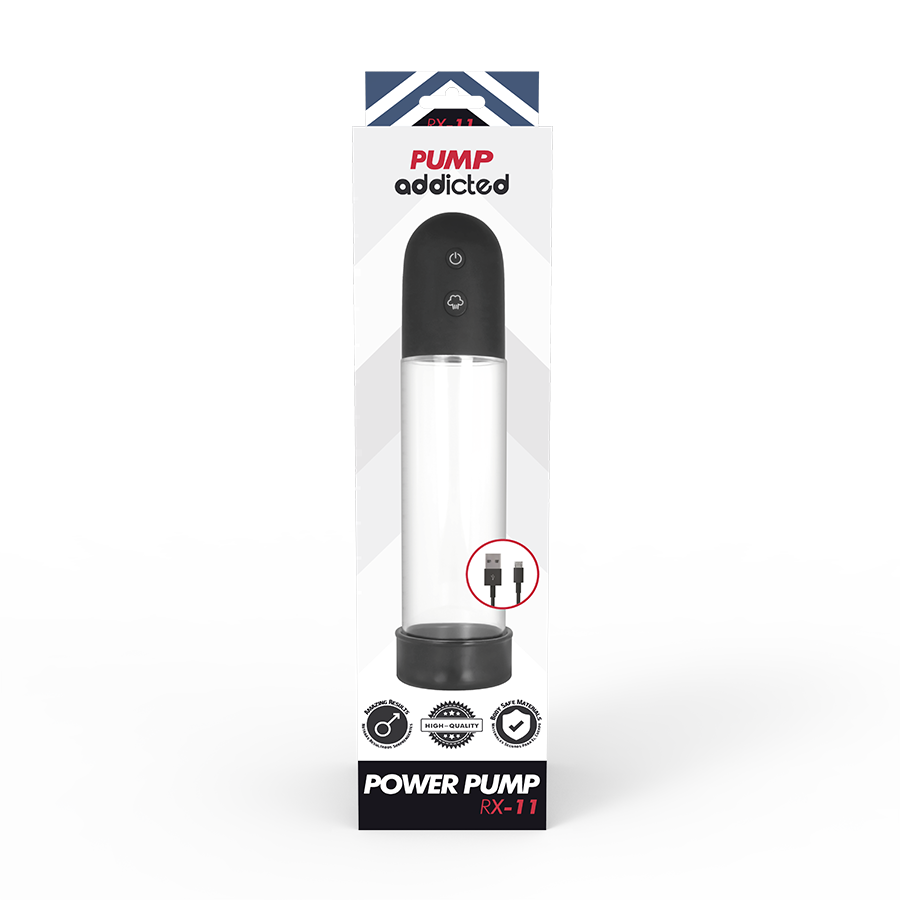 Bomba de Ereção Automática Pump Addicted RX11 para aumento peniano e ereções firmes.