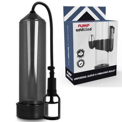 Close-up da Bomba Peniana PUMP ADDICTED com Vibrador RX7, mostrando seu design e detalhes.