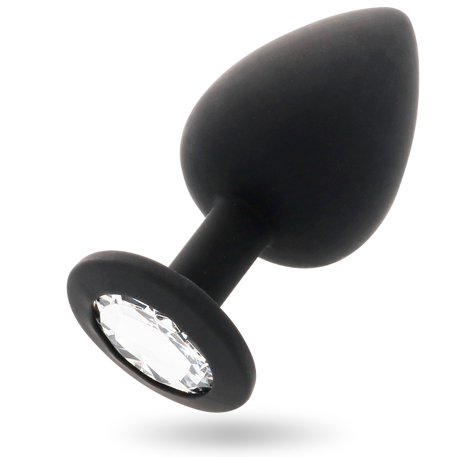 Plug anal Intense Shelki L Preto em silicone macio, com base em diamante para prazer anal seguro e confortável.