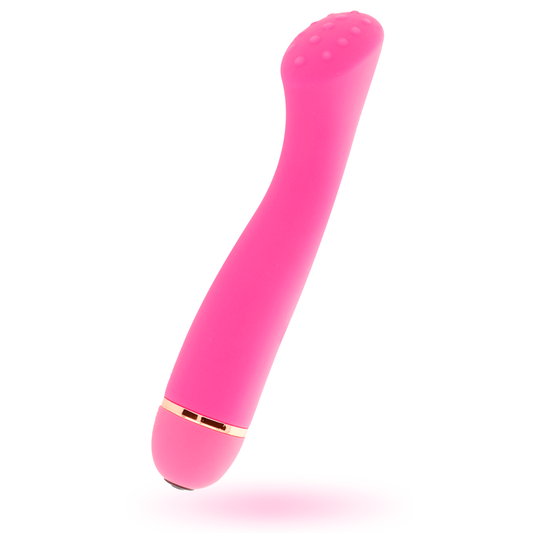 Close-up do Vibrador Lilo Intense Ponto G 20 Velocidades Silicone Rosa, destacando seu design ergonômico.