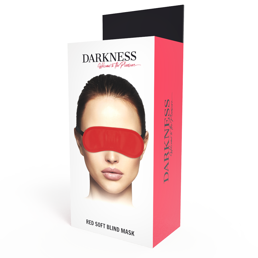 Máscara para Olhos Darkness em cetim vermelho, mostrando detalhes e textura.