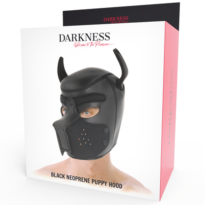 Máscara de Neoprene para Cães DARKNESS M com focinho removível e língua vermelha.