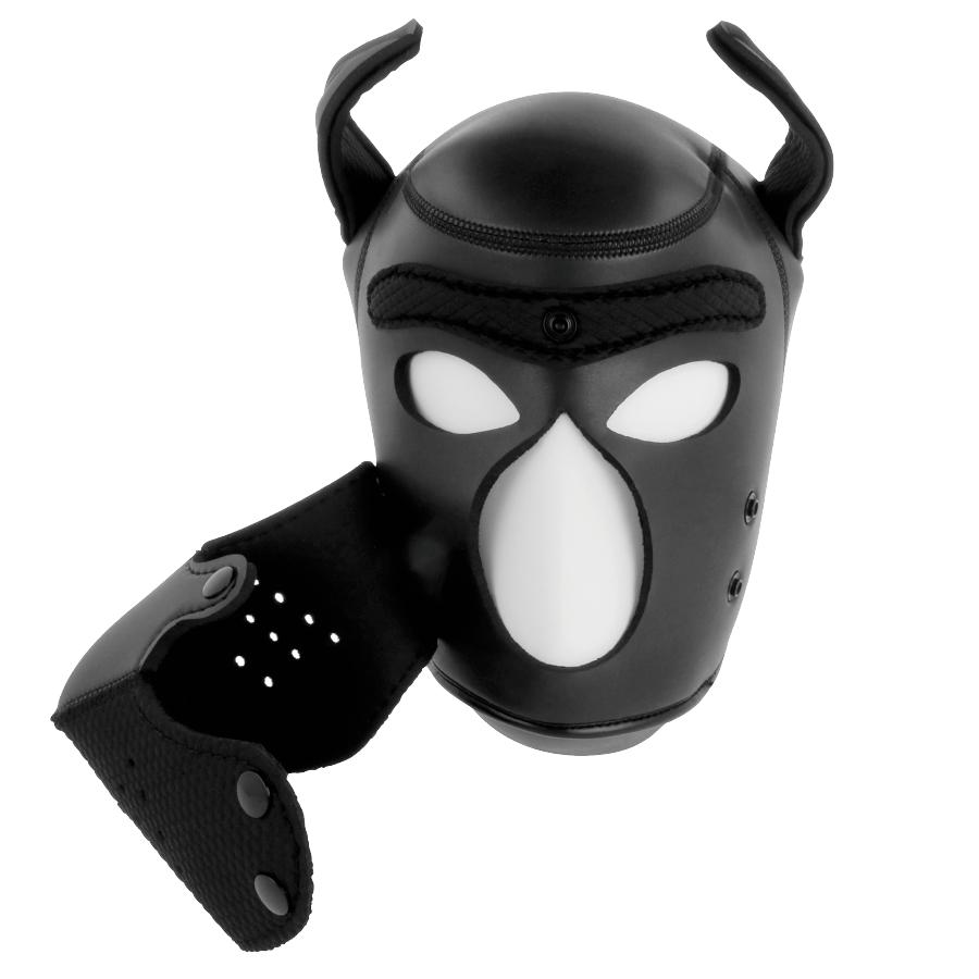 Máscara de Neoprene para Cães DARKNESS M com focinho removível e língua vermelha.