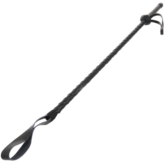 Chicote BDSM Darkness Fetiche de Couro de 60cm, ideal para jogos de dominação e submissão.