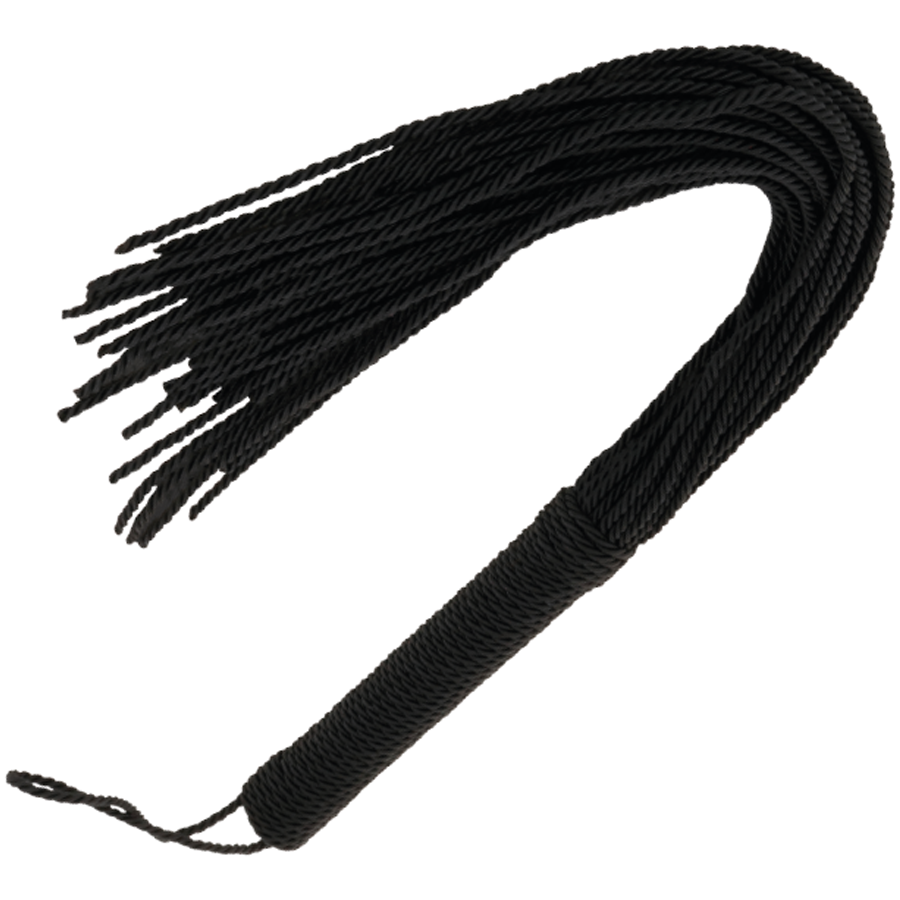 Chicote Bondage Preto Darkness 50CM, detalhe do design elegante e material de alta qualidade.