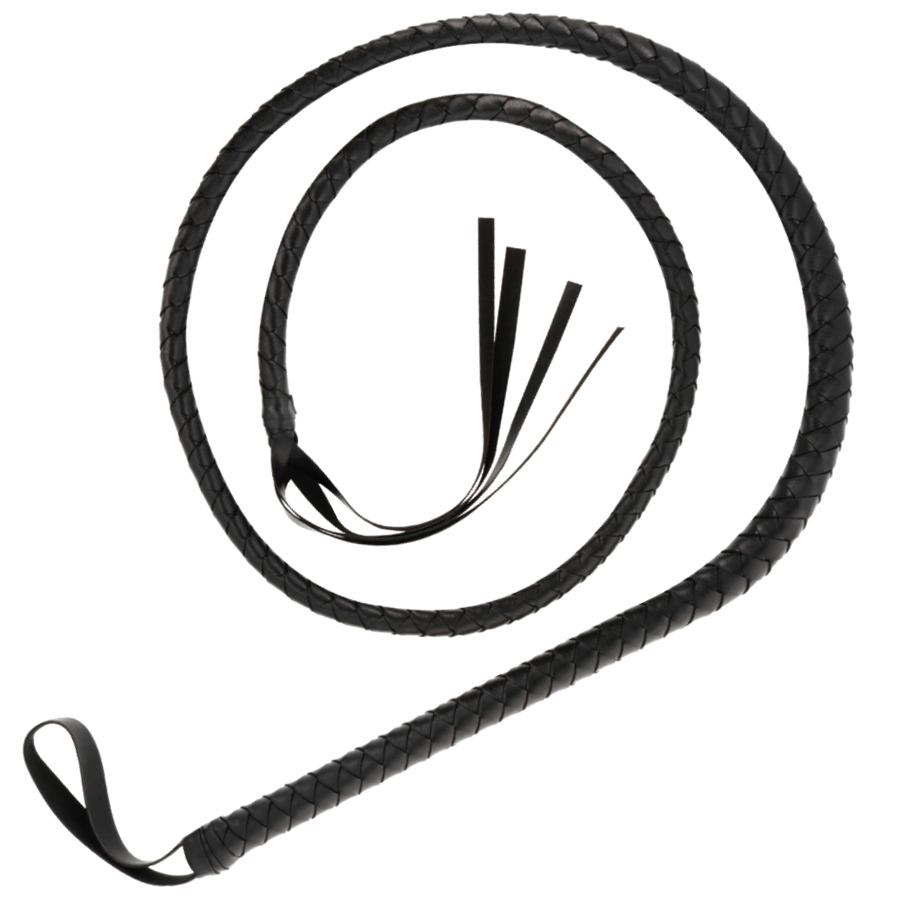 Chicote Bondage Darkness Preto 210cm para exploração BDSM e jogos sensoriais.