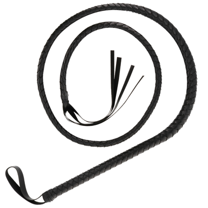 Chicote Bondage Darkness Preto 210cm para exploração BDSM e jogos sensoriais.