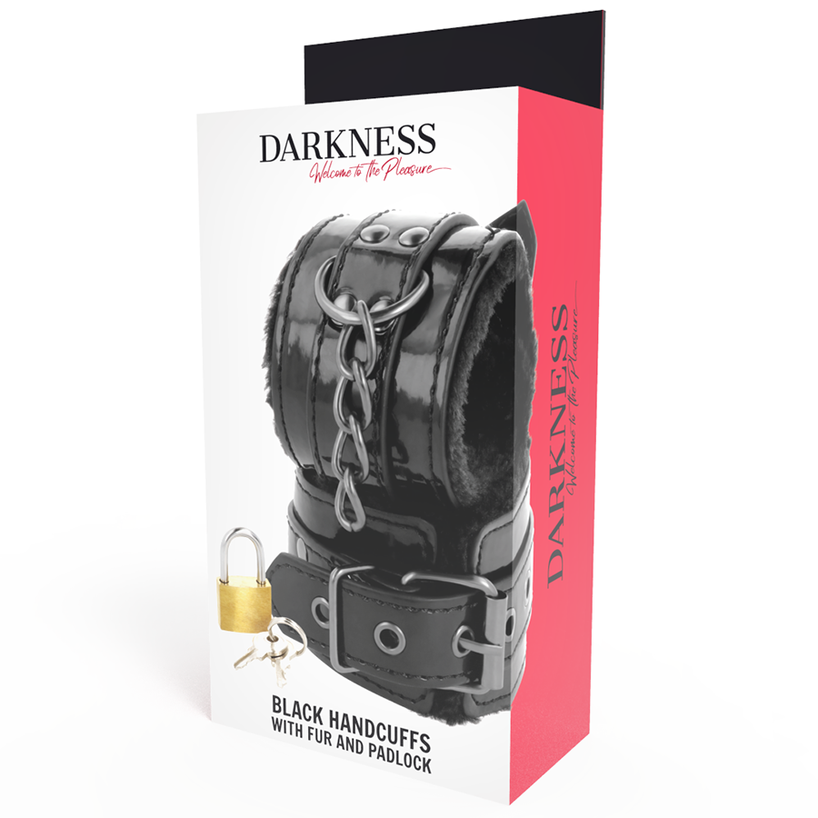 DARKNESS Algemas de Couro Ajustáveis Pretas com Cadeado para BDSM