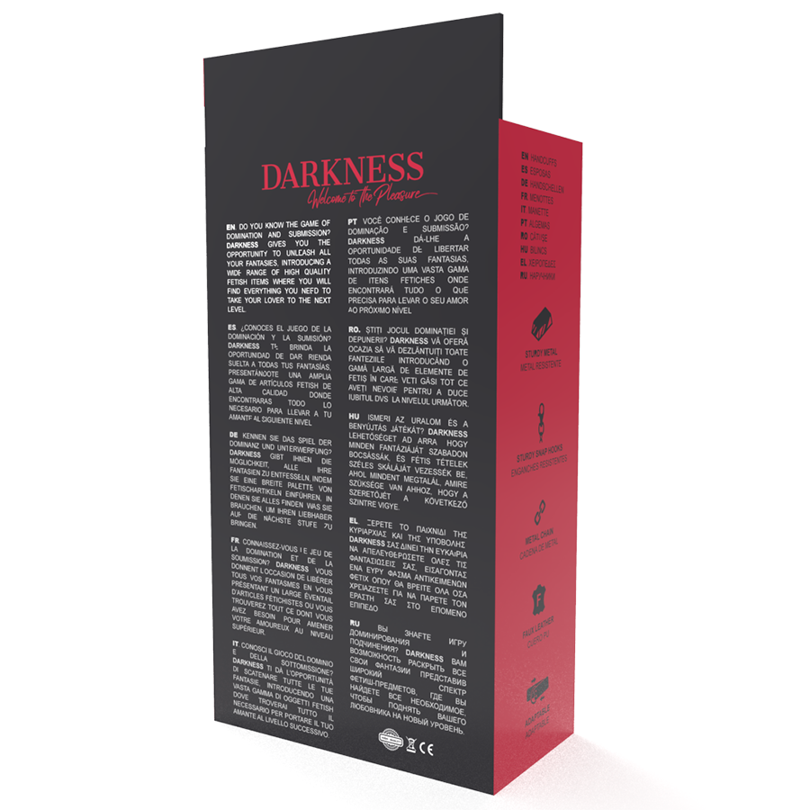 DARKNESS Algemas de Couro PVC Ajustáveis Pretas para BDSM e Fantasias
