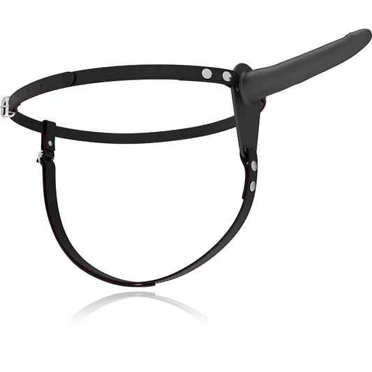 Close-up of the Fetish Submissive Silicone Harness 15 cm, showing its soft black texture and ergonomic design.