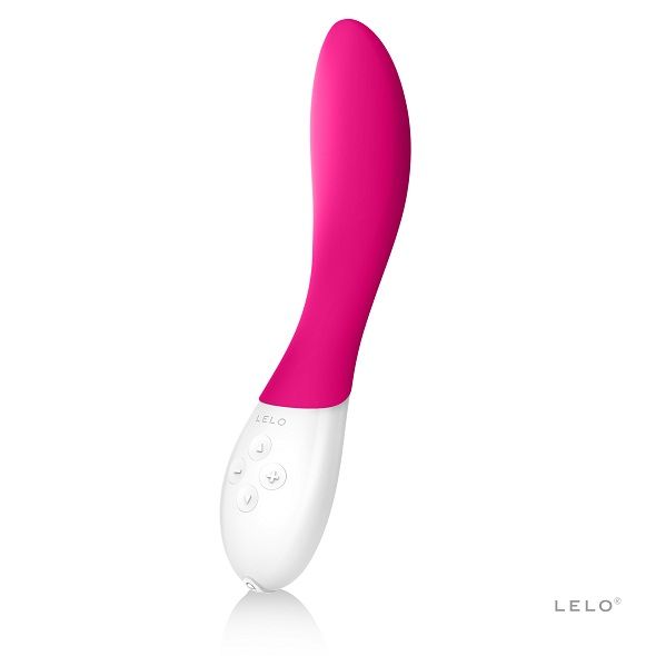 Close-up of the LELO MONA 2 Vibrador Cerise, showcasing its ergonomic design and smooth silicone texture.