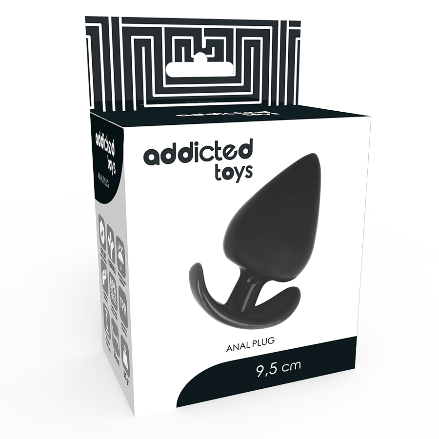 Plug Anal Addicted Toys de 9.5cm, com textura supermacia e base ergonómica.